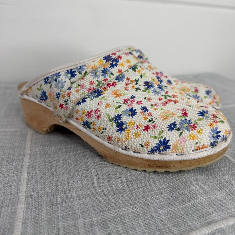 Svensk Fotriktig‎ Tratoffel Swedish Floral Clogs Size 35 US 5 Made in Sweden